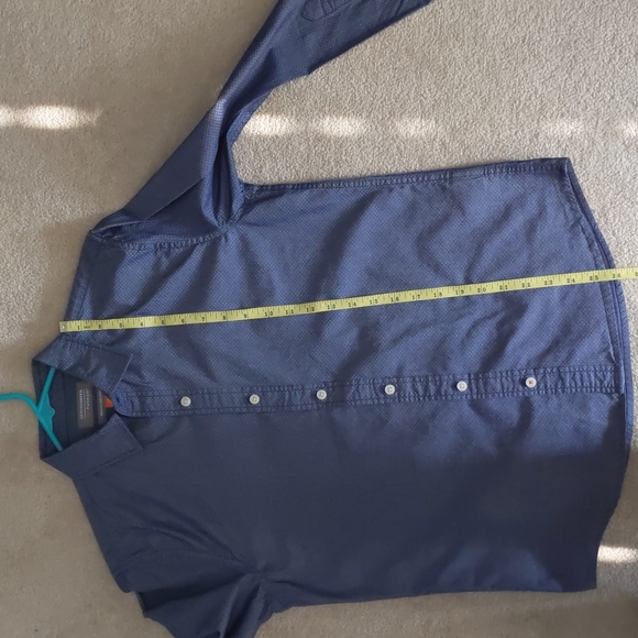 Denver Hayes Untucked Dress Shirt, Button Front, Blue, Small, Long Sleeves - Picture 5 of 6